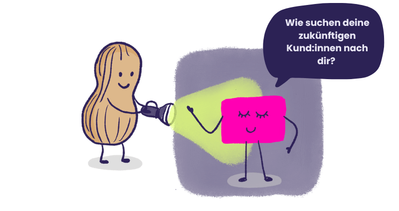 Mit einer SEO-Website bei Google und KI gefunden werden â Sketchnote zeigt Website zwischen Suchsystemen