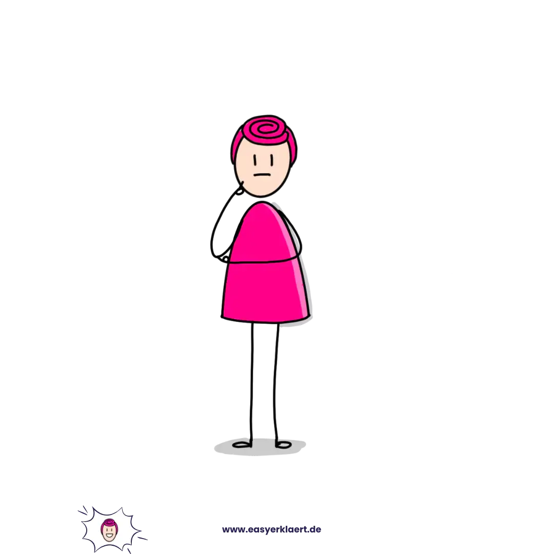 Sketchnote-Figur stellt Fragen zum Website-Relaunch